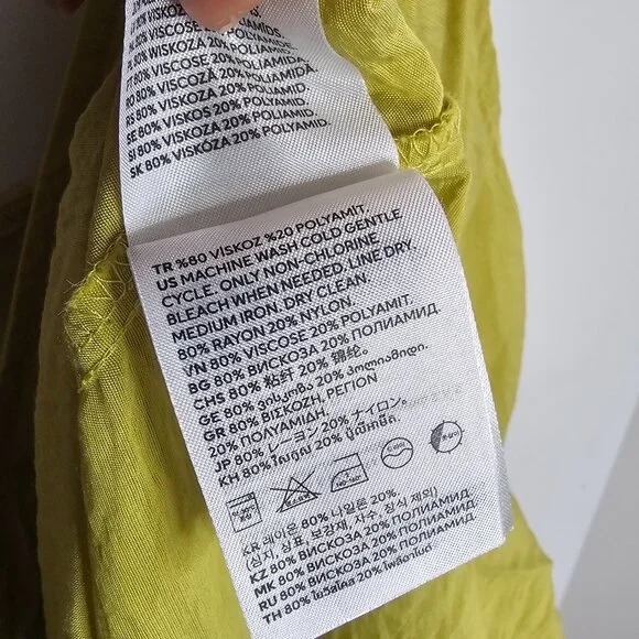 H&M Women's Medium Delicate Bright Lime Green Relaxed Beachy Midi Slip Dress - Picture 5 of 5